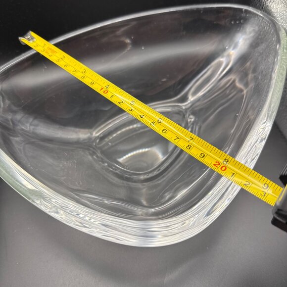 MCM substantial unsigned large clear glass triangular bowl heavy 3 pounds - Picture 7 of 8